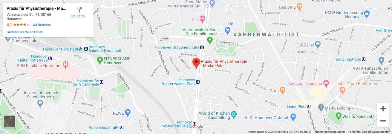 Anfahrt Physiotherapie Hannover